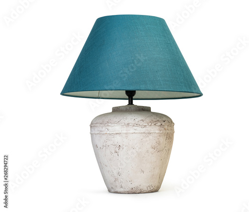 Rustic table lamp isolated on white background