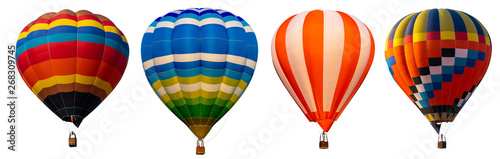 Isolated photo of hot air balloon isolated on white background.