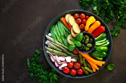 Crudites platter, view from above