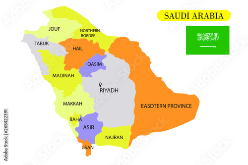Saudi Arabia map vector illustration