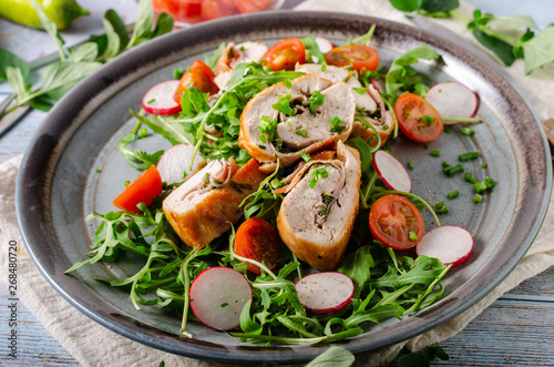 Chicken roulade with fresh salad