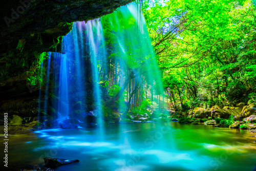 Nabegatai, waterfall in forest, Kumamoto Japan