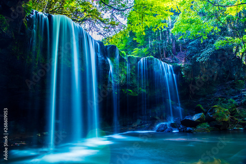 Nabegatai, waterfall in forest, Kumamoto Japan