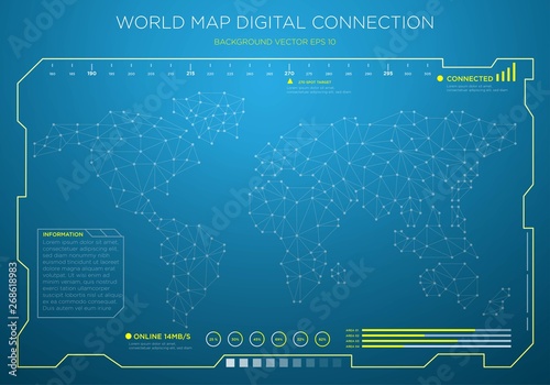 high technology world map digital background template with modern concept and connection dot design vector eps 10