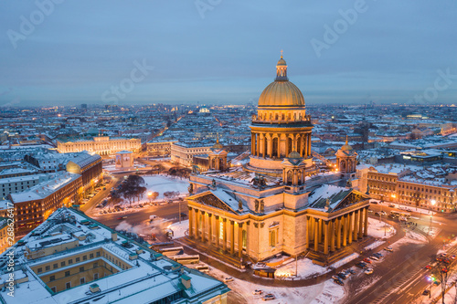 Saint Isaac's Cathedral in Saint Petersburg Aerial View