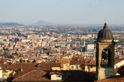Detail of the beautiful city of Bergamo in Northern Italy seen from above