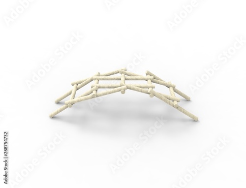 Leonardo Da vinci self supporting bridge isolated in white background