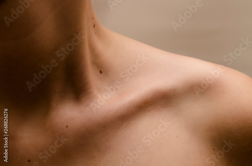 Clavicle Women with moles on the skin