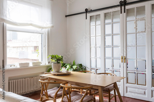 View of a simple bright dinning room