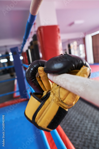 Kickboxing equipment in the gym