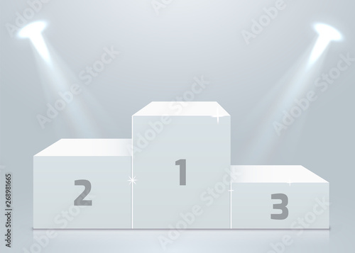 Stage podium with lighting, Stage Podium Scene with for Award Ceremony on white Background