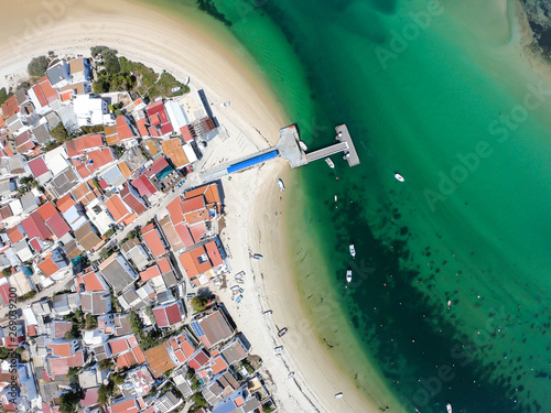 Aerial view of Armona Island, Ria Formosa, Algarve, Portugal.