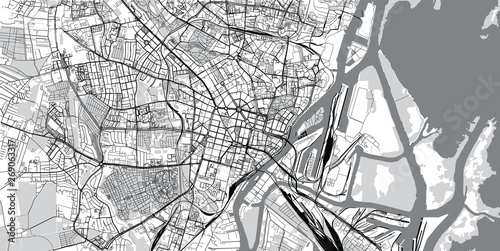 Urban vector city map of Szczecin, Poland