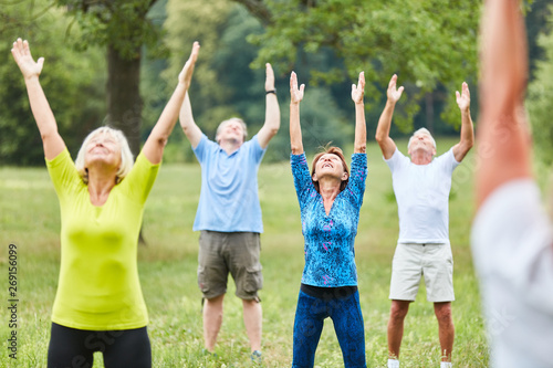 Aktive Senioren beim gesunden Stretching