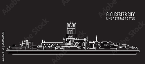 Cityscape Building Line art Vector Illustration design - Gloucester city ,UK