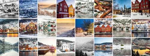 Collage of sights and scenes of Bergen, Norway