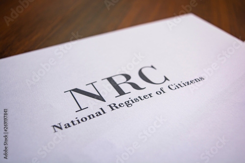 Maski, India- 20,May 2019 : NRC or National Register of Citizens printed on paper.