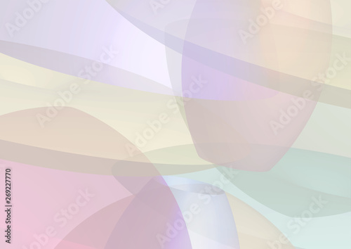 Abstract background with transparent shapes overlapping each other. Horizontal composition A4