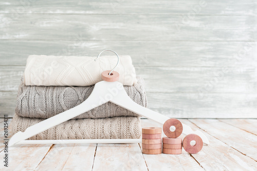 Wooden round cedar rings for hangers for moth protection.