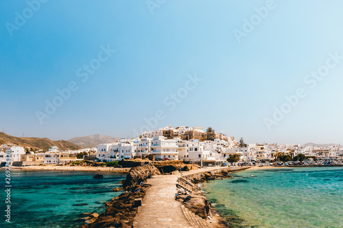 Cityscape of Naxos town on a sunny day, Naxos, Greece