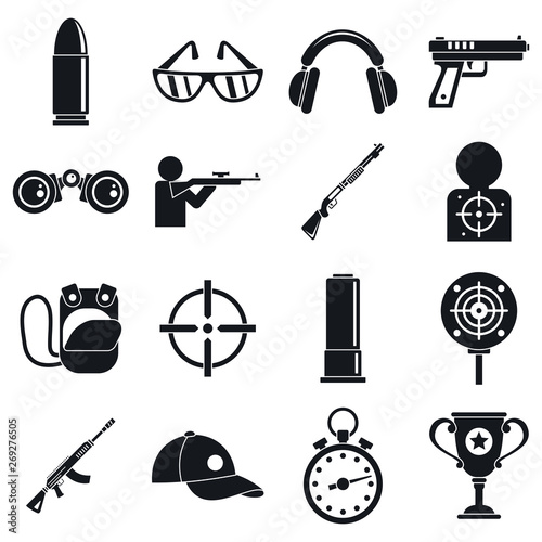 Shooting sport icons set. Simple set of shooting sport vector icons for web design on white background