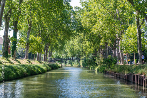 Summer look on Canal du Midi canal in Toulouse, southern Franc