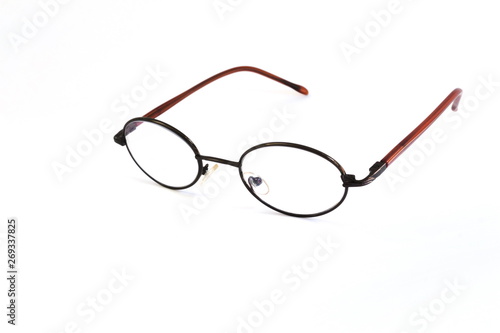 Close-up glasses on a white background.