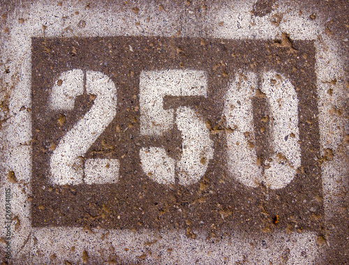 the numbers on the pavement 250