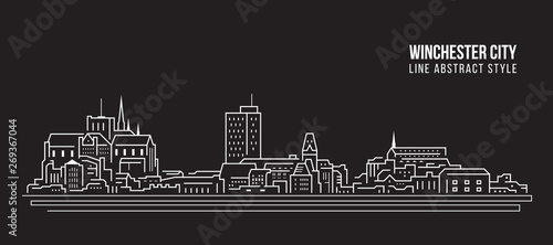 Cityscape Building Line art Vector Illustration design - Winchester city