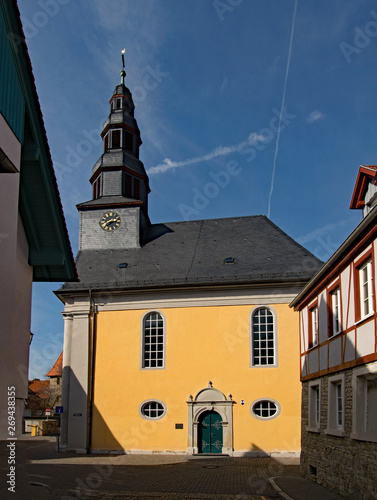 Kirche in der Altstadt von Alzey in Rheinhessen, Rheinland-Pfalz, Deutschland 