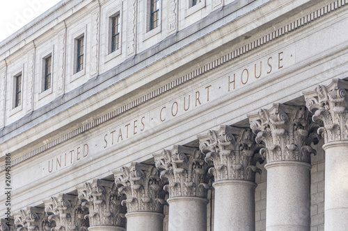 United States Court House. Courthouse facade with columns, lower Manhattan New York USA