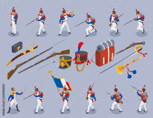 Napoleon's grenadiers on isolated background