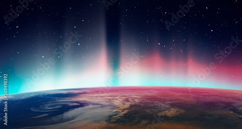 Northern lights aurora borealis over planet Earth "Elements of this image furnished by NASA"