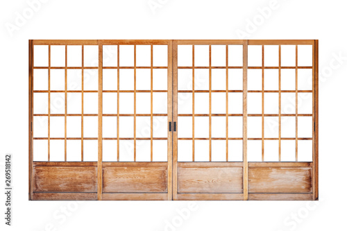 Shoji , Traditional Japanese door,window or room divider consisting isolated on white background