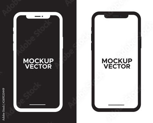 Mobile phone duo color black and white with blank screen isolated on white background