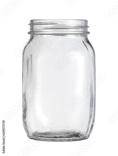 Glass jar kitchen utensil (with clipping path) isolated on white background