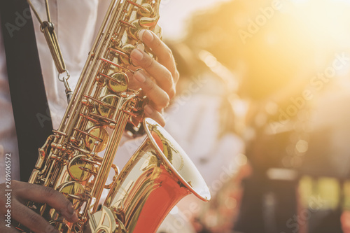 jazz musician playing the saxophone Beautiful voice .Jazz mood Concept