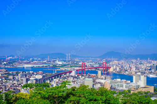 高塔山公園から眺める北九州市の都市風景