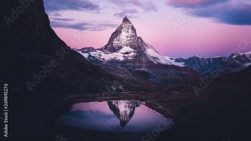Purple sunrise at Swiss Alps, Matterhorn, Switzerland