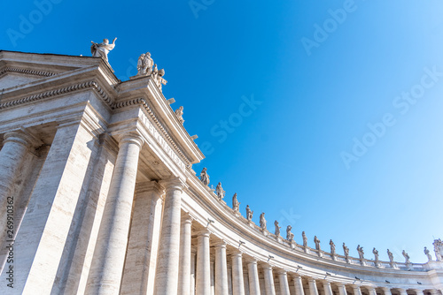 Doric Colonnade with statues of saints on the top. St. Peters Square, Vatican City