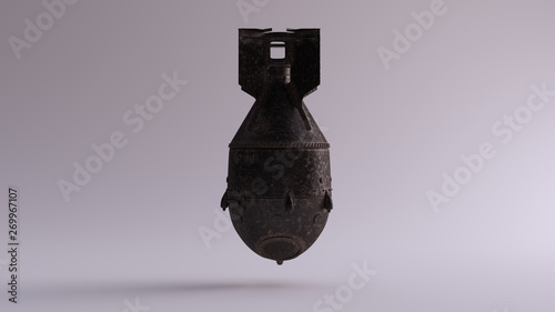 Dusty Black Iron Atomic Bomb Nuclear Weapon 3d illustration 3d render