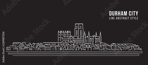 Cityscape Building Line art Vector Illustration design - Durham city , UK