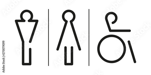 Symbole WC wektor. Kobiety, mężczyźni, niepełnosprawni