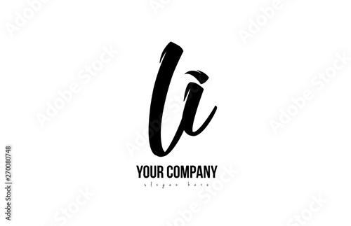 black and white li l i alphabet letter combination logo icon design