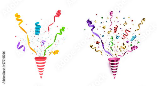 Vector confetti. Party popper isolated
