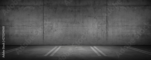 Dark Garage Car Parking Background Concrete Wall with Floor