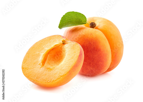 Apricot with slice on white