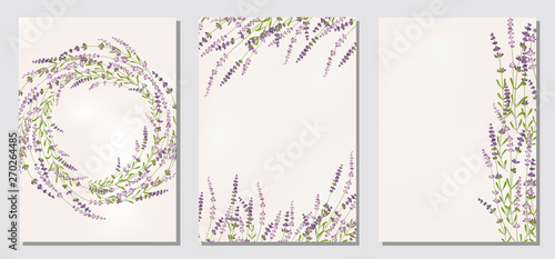 Set floral ornament card template leaves floral frame