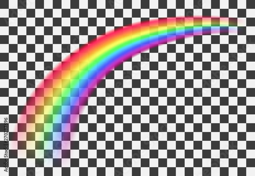 Realistic transparent colorful rainbow in perspective. Vector illustration.