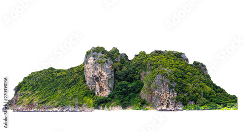 isolated green mountain and cliff rock